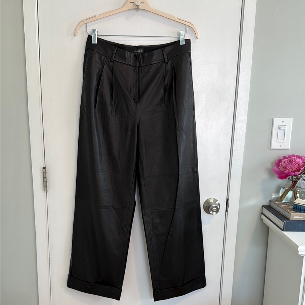 J. Crew Black real Leather Trousers